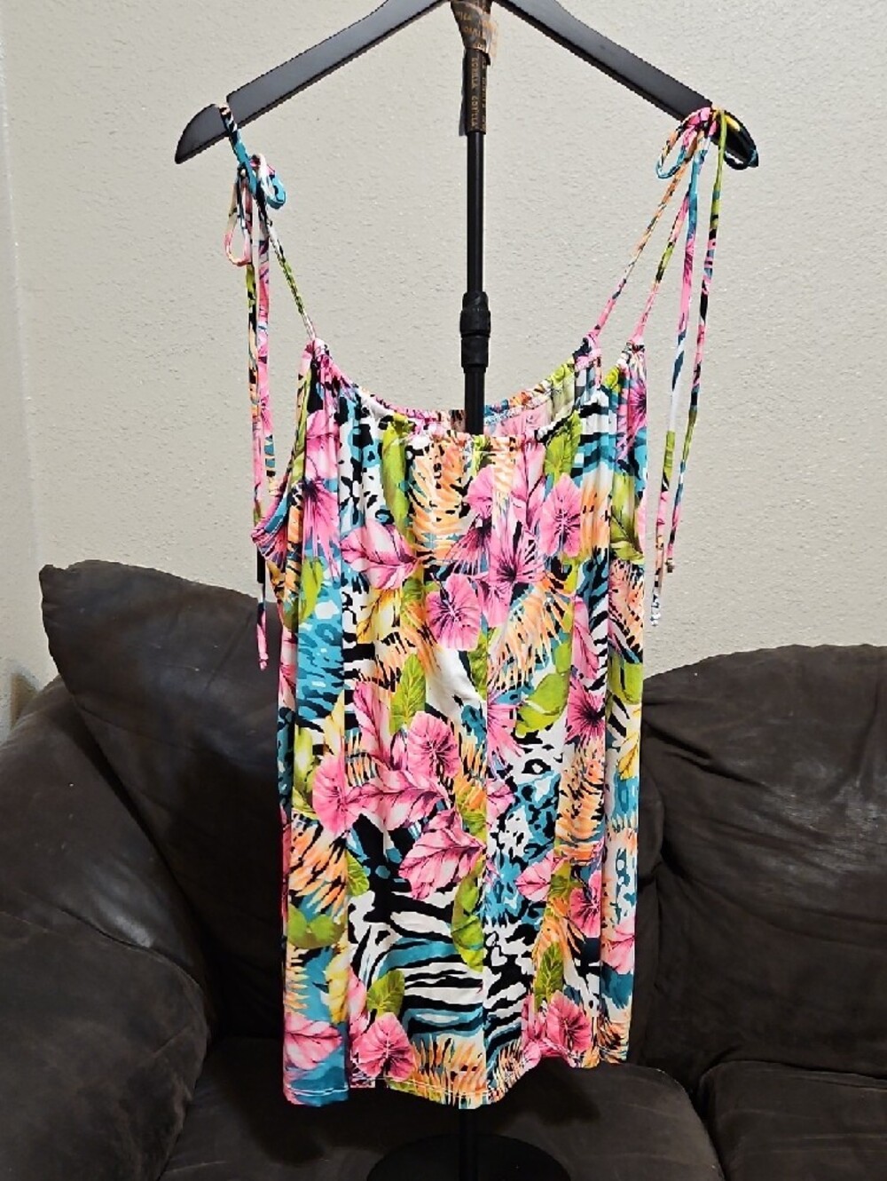 Sew In Love Multicolor Tropical Floral Tie-Shoulder Tank Top - Picture 4 of 7